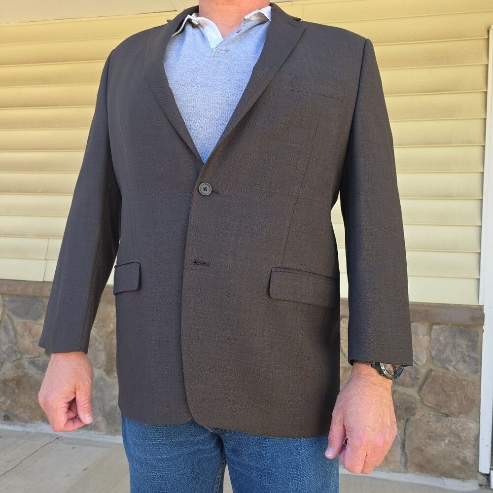 LRL Ralph Lauren Classic Charcoal Brown 100% Wool Blazer Jacket 44R - Picture 3 of 11